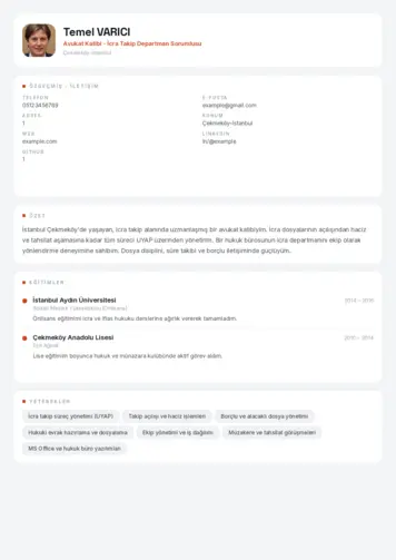 Hukuk Sekreteri Cv Örnekleri cv indir